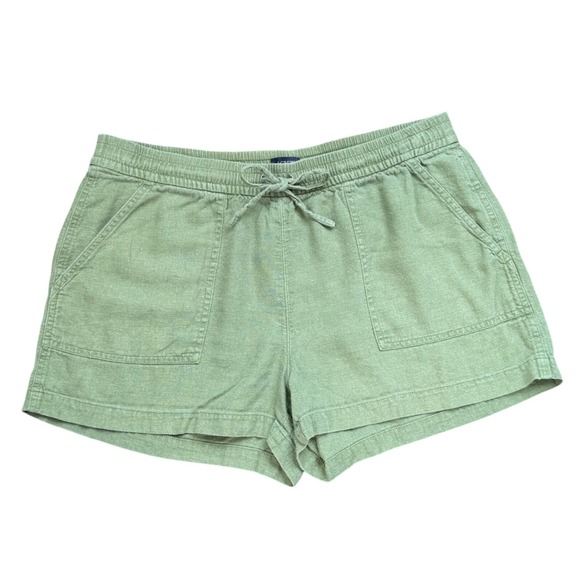 A1 J.Crew Linen Blend Shorts Casual Summer Drawstring Waist Green Size S - Picture 1 of 6